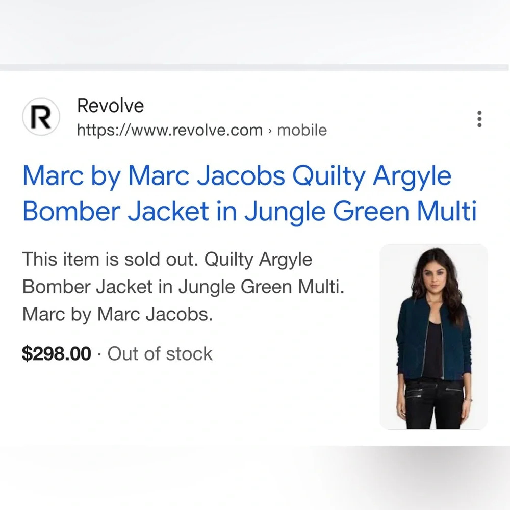 Marc By Marc Jacobs Blue Bomber Jacket with Fitted Silhouette and Gold Zipper - Picture 4 of 4
